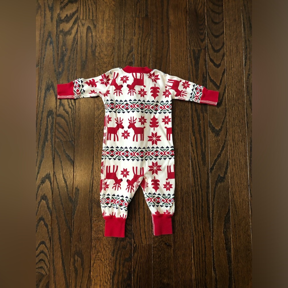 Hanna Andersson Infant 0-3M White/Red Reindeer Holiday Winter Themed One Piece - Picture 7 of 7